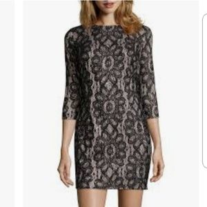 Nordstrom Black and Nude Sequined Sheath Dress